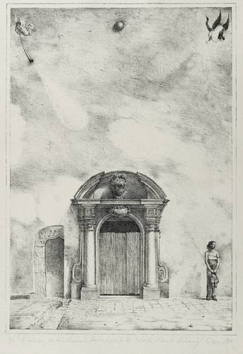 Braun, Jost -  -  - Die Erscheinung der Münchhausenschen Kanonenkugel über dem Portal des Schlosses zu Kezmarok