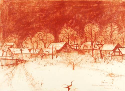 Burkhardt, Heinrich -  -  - Dorf im Schnee