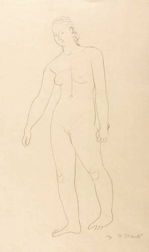 Marcks, Gerhard -  -  - Stehender weiblicher Akt, im Schritt verharrend