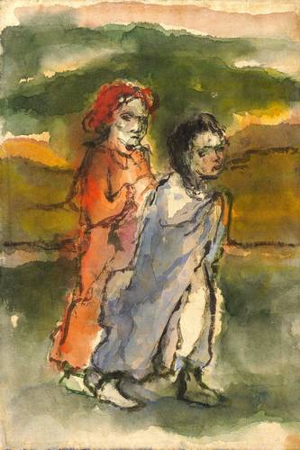 Langner, Reinhold -  -  - Zwei gehende Kinder