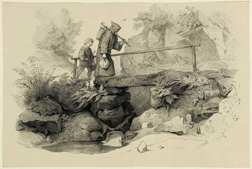 Richter, Adrian Ludwig - Skizzenbuch - Skizzenbuch - Wandernder Mönch mit Knabe