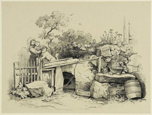 Richter, Adrian Ludwig - Skizzenbuch - Skizzenbuch - Mutter mit Kind an der Hundehütte