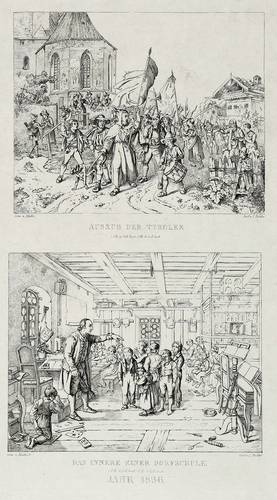 Richter, Adrian Ludwig -  -  - Auszug der Tyroler. Das Innere einer Dorfschule