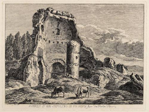 Reinhart, Johann Christian - Six vues d'Italie avec ruines de tombeaux - Six vues d'Italie avec ruines de tombeaux - Avanzo d'un Sepolcro in Via Nevia fuor del Porta Pia