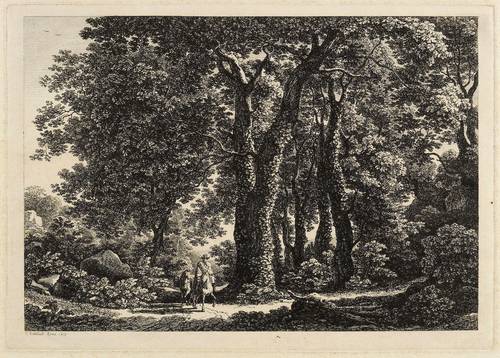 Reinhart, Johann Christian -  -  - Der Reiter mit dem Packpferd in waldiger Gegend