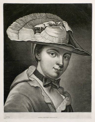 Heiss, Gottlieb -  -  - Junge Dame mit Spitzenkragen und Stoffhut