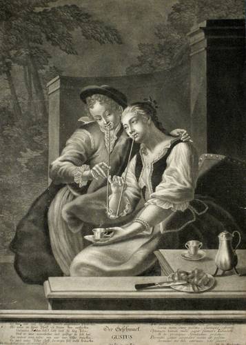 Haid, Johann Jakob -  -  - Der Geschmack. Gustus (Pfeife rauchendes Paar)