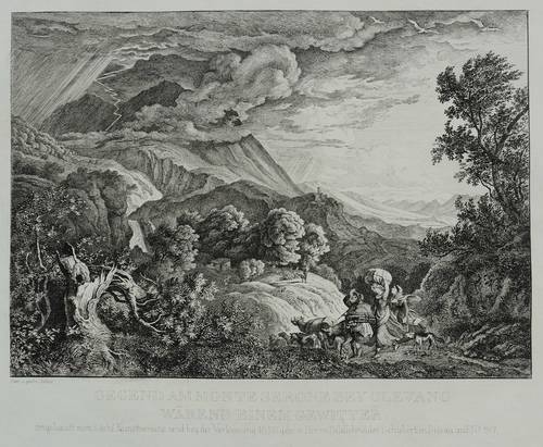 Richter, Adrian Ludwig -  -  - Gegend am Monte Serone bei Olevano während einem Gewitter