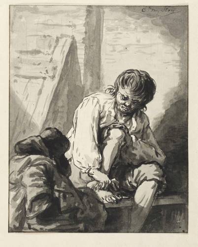Stry, Abraham van -  -  - Bauernjunge, sich die Füße waschend