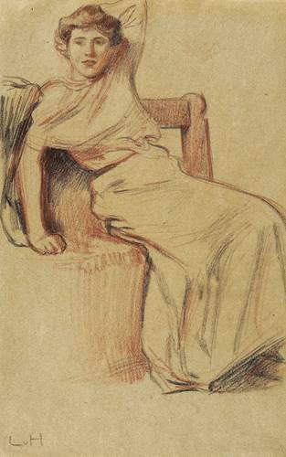 Hofmann, Ludwig von -  -  - Junge Frau auf einer Bank sitzend