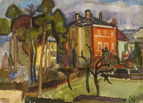 Weber, Horst -  -  - Garten und Häuser II (Dresden-Striesen)