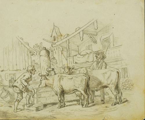 Ritter, Wilhelm Georg - Bauer mit Vieh an der Tränke - Bauer mit Vieh an der Tränke - 