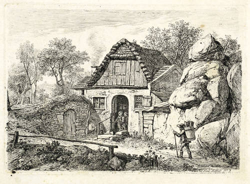 Erhard, Johann Christoph -  -  - Die Bauernhütte neben dem Felsen (Klause bei Mödling)