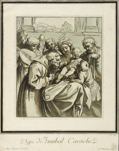 Prestel, Johann Gottlieb - Madonna mit Kind und Heiligen - Madonna mit Kind und Heiligen - Dessin d'Annibal Carache