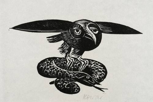 Kowar, Thea -  -  - Eule mit Schlange