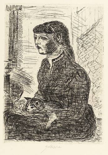 Goltzsche, Dieter -  -  - Frau mit Katze