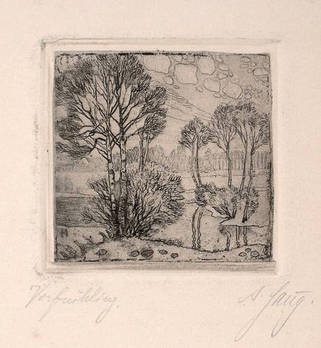 Deutscher Grafiker -  -  - Vorfrühling (Birken am Weiher)