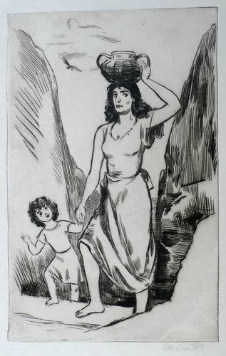 Schubert, Otto -  -  - Wasserträgerin mit Kind