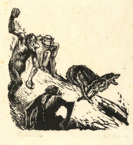 Klemm, Walther - Reineke Fuchs - Reineke Fuchs - Isegrim der Wolf auf der Flucht vor den Meerkatzen