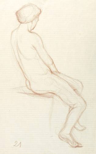 Muchow, Rudolf -  -  - Sitzender Rückenakt