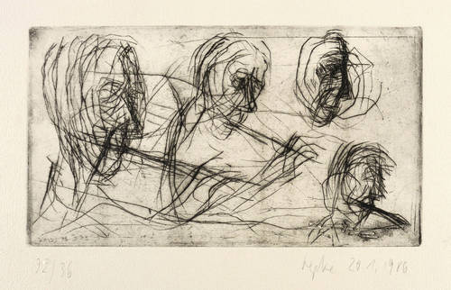 Lepke, Gerda -  -  - Porträtstudie Eckart Haupt, flötend