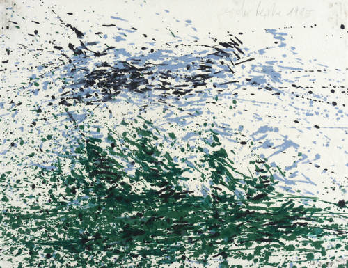 Lepke, Gerda -  -  - Ohne Titel (Wiese mit Bäumen)