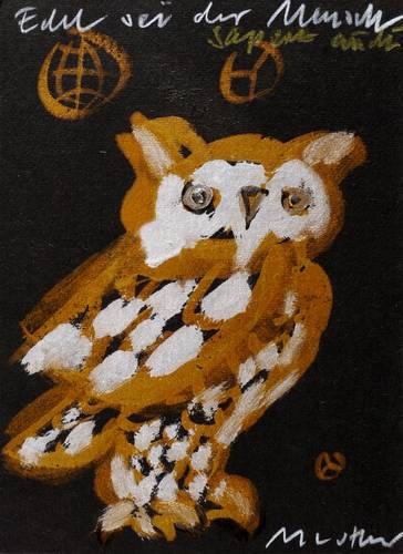 Luther, Manfred - Figuren - Figuren - Edel sei der Mensch (Eule mit Erde, Sonne und Mond)