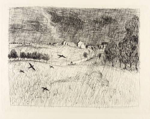 Mattheuer, Wolfgang -  -  - Gewitterlandschaft mit Vögeln