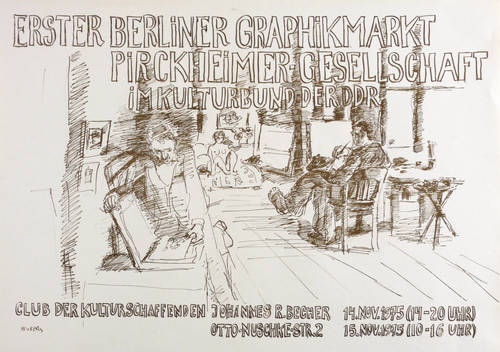 Metzkes, Harald - Plakat Berliner Graphikmarkt - Plakat Berliner Graphikmarkt - Atelierszene