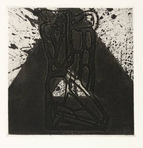 Morgner, Michael -  -  - Ohne Titel (Kniende Figur vor Dreieck)