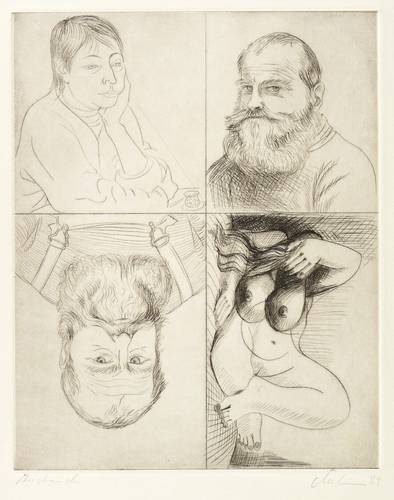 Makolies, Peter -  -  - Zwei Selbstbildnisse, Frau & Akt