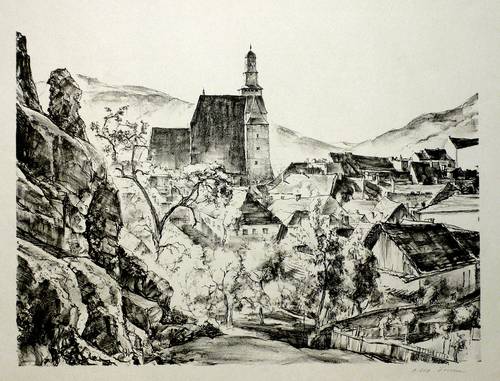 Fischer, Otto -  -  - Stadt mit Kirche