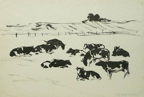 Voigt, Otto Eduard -  -  - Kühe auf der Weide