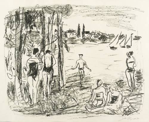 Goltzsche, Dieter -  -  - Badende an der Spree