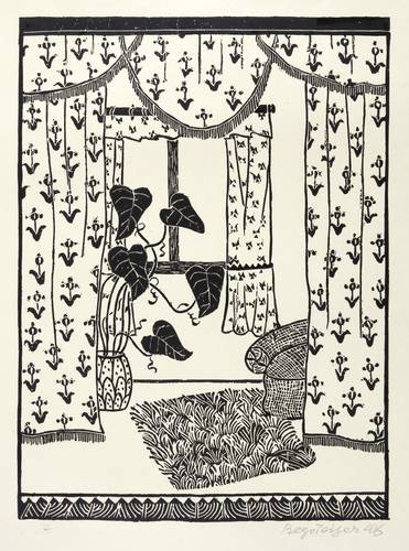 Deutscher Grafiker - Begsteiger - Begsteiger - Interieur mit Fenster