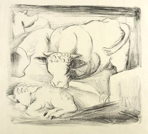 Großmann, Rudolf -  -  - Stall (Kuh und Kälbchen)
