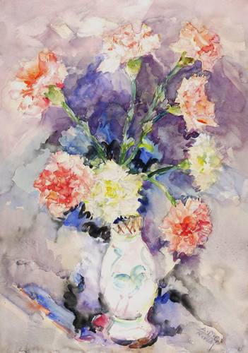 Nerlich, Georg -  -  - Vase mit Nelken