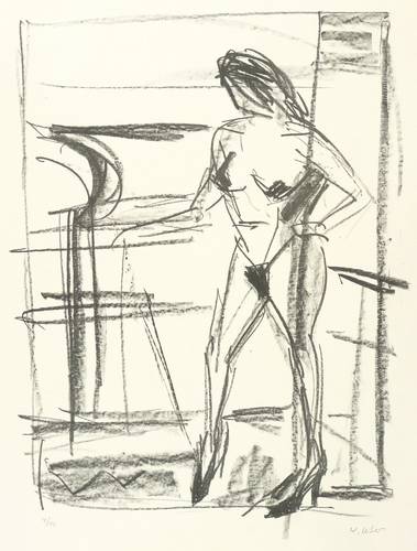 Leber, Wolfgang -  -  - Stehender Akt in Stöckelschuhen