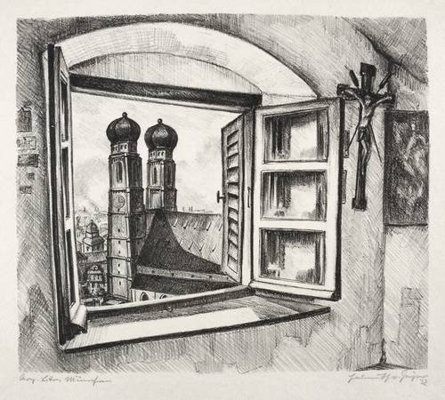 Geyer, Helmuth von -  -  - München (Fensterblick auf die Frauenkirche)