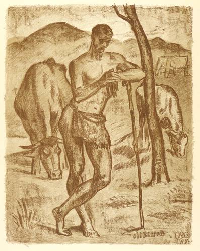 Bossert, Otto Richard -  -  - Hirte mit Kühen