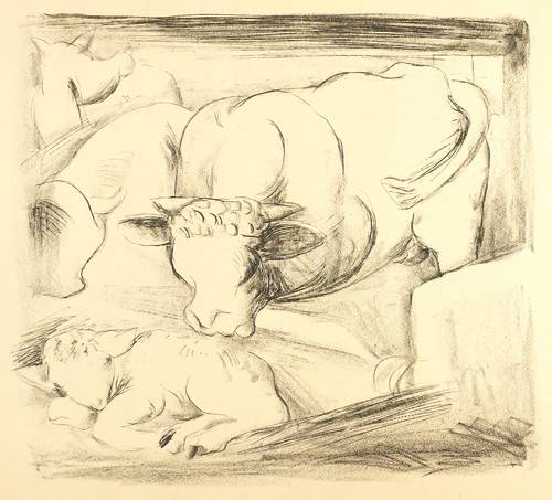 Großmann, Rudolf -  -  - Stall (Kuh und Kälbchen)