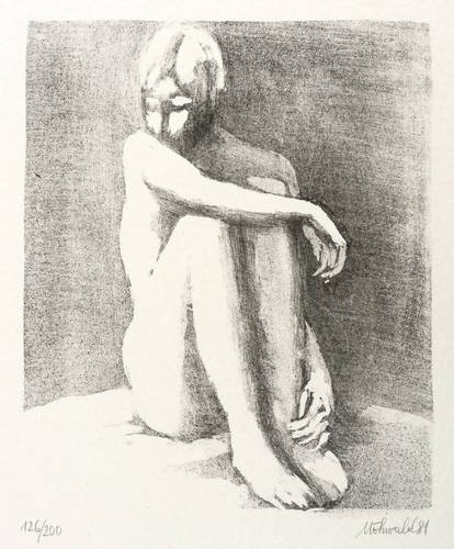 Möhwald, Otto -  -  - Akt (Akt mit angezogenen Knien)