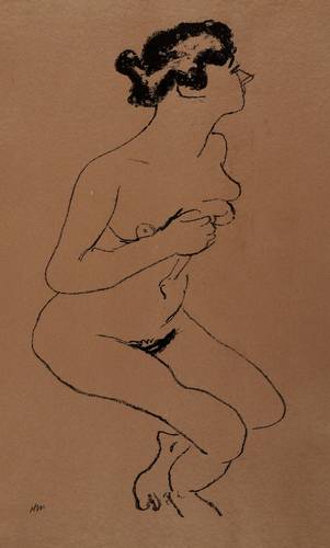 Matisse, Henri -  -  - Nu accroupi, profil à la chevelure noire