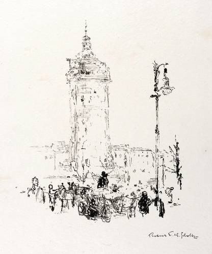 Scholtz, Robert Friedrich Karl -  -  - Krakau (Hauptmarkt mit Rathausturm)