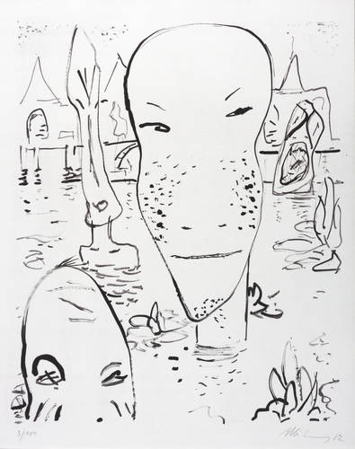 Leiberg, Helge -  -  - Ohne Titel (Badende im Seerosenteich)