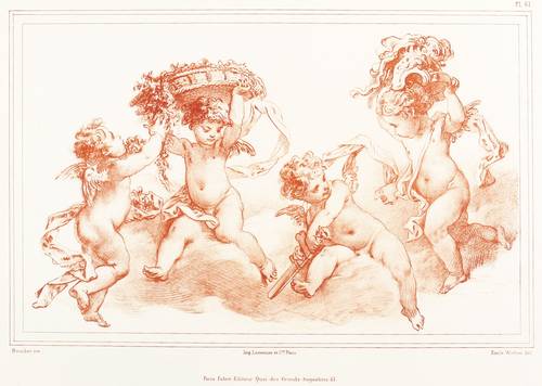 Boucher, Francois - Emile Wattier - Emile Wattier - Spielende Putten mit Früchtekorb und Waffen