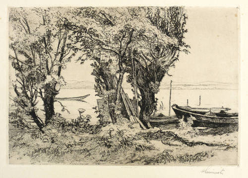 Hellingrath, Fritz von -  -  - Ohne Titel (Boote am Seeufer)