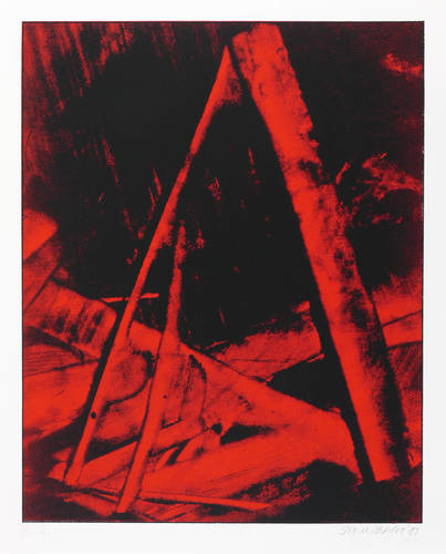 Steinbach, Jörg -  -  - Ohne Titel (Abstrakte Landschaft in Rot)