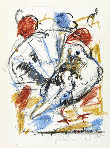 Schmidt-Kirstein, Helmut -  -  - Balzende weiße Taube