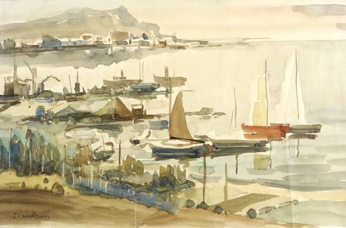 Deselaers, Franz -  -  - Boote im Hafen